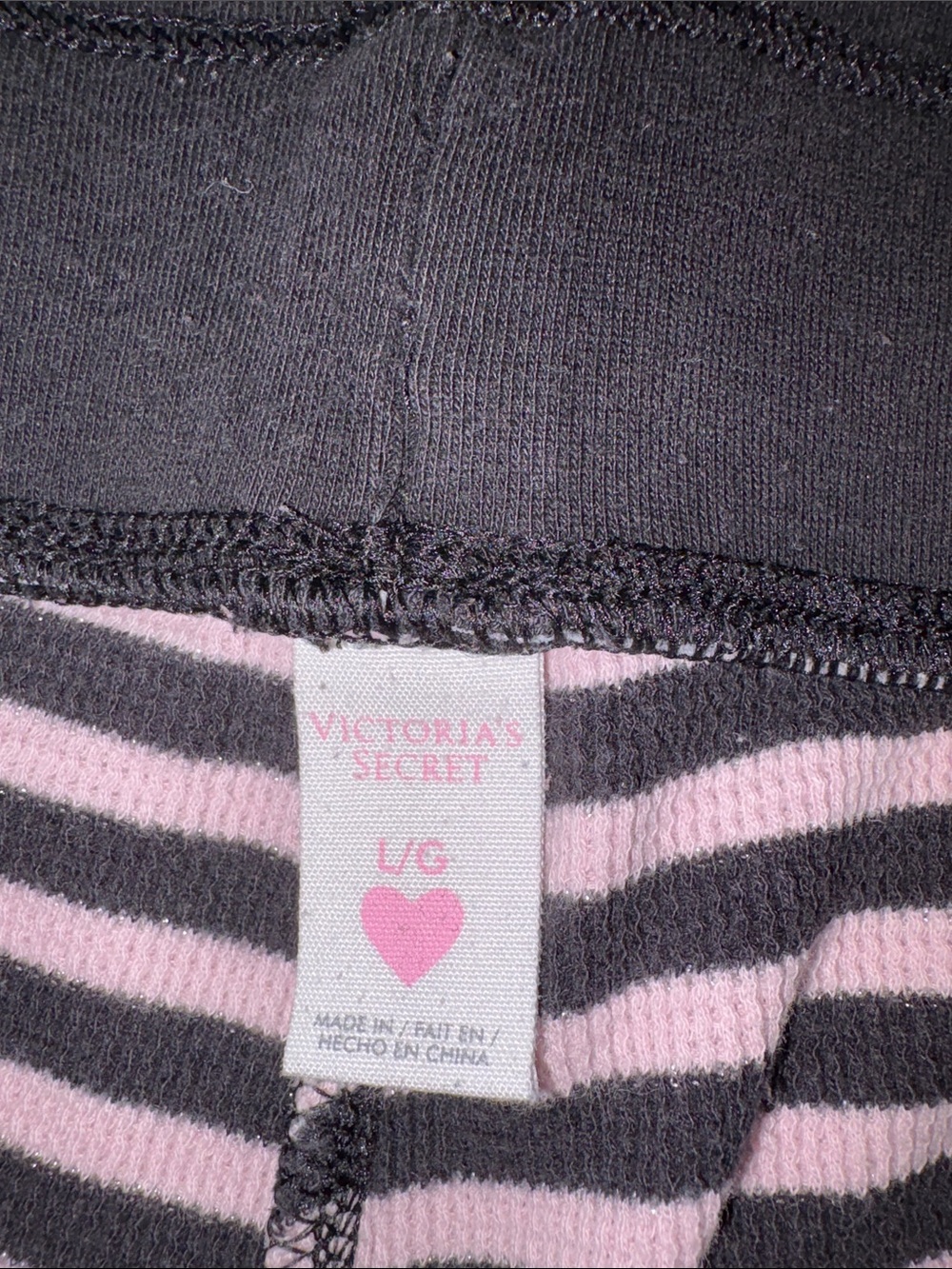 Victoria Secret Striped Pink and Black Womens Pajama Set EUC L - Picture 7 of 12